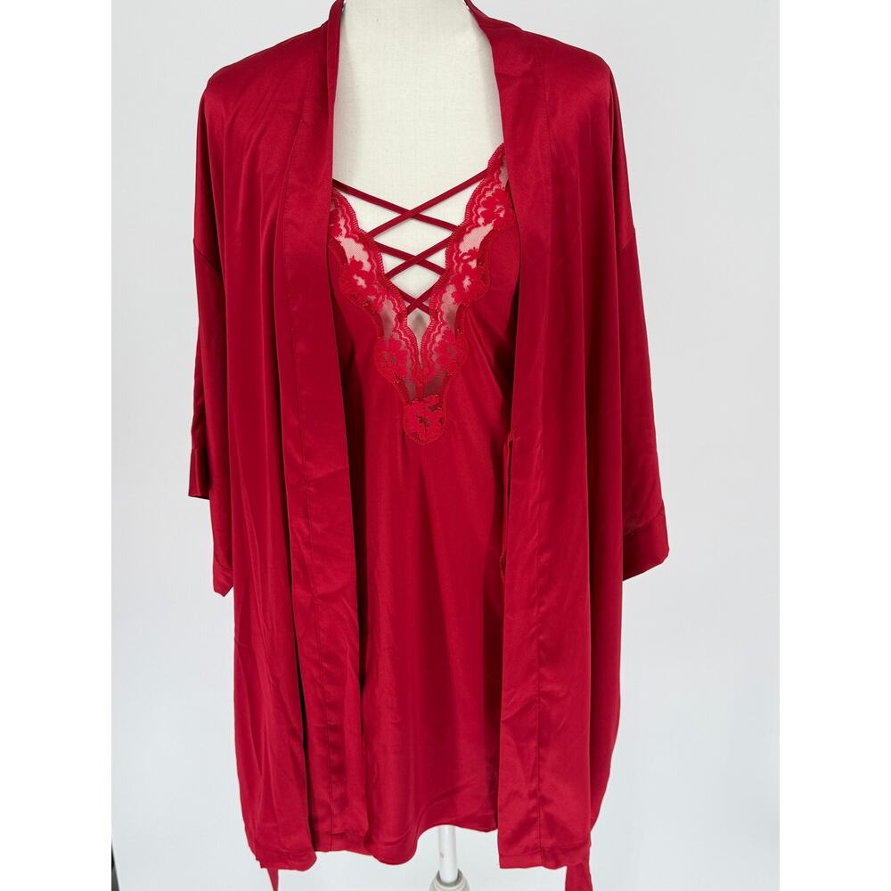 Victorias Secret NWT 2-PIece Set Red Slip Dress S and Robe XS Lingerie Sleepwear - Picture 4 of 11